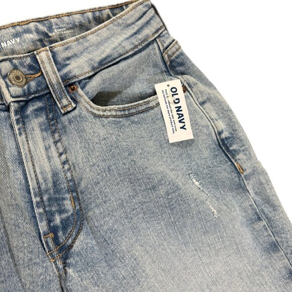 NWT Old Navy Size 2 High Rise Curvy OG Straight Distressed RawHem Knee Holes - Picture 4 of 7